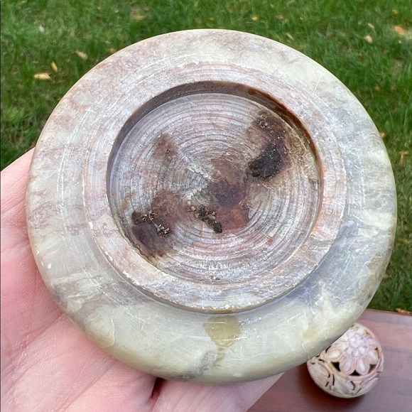 Artisan Hand-Carved Soapstone Sphere Globe Shaped Votive Holder Fairy Lamp - Picture 11 of 11